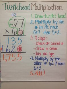 a white board with numbers and times on it that says turtlehead multiplation