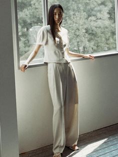 Essential trouser that made of lightweight summer polyester fabric. Featuring the two pin tucks detail at legs, and the straight silhouette that goes well with various tops. We recommend style with 'Volume Sleeve Jacket' to create stylish set-up look. - Two pin tuck detail at legs- Side pockets, and lip pockets at back- Straight silhouette and maxi length- Belt loops at waistline- Hidden hook and zipper closure detail- Lightweight and cool summer polyester fabric made Cool Summer, Sleeve Jacket, Set Up, Pin Tucks, 2 Colours, Summer Fun, Polyester Fabric, Two By Two, Trousers