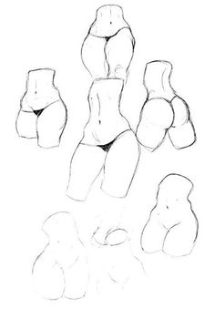 a drawing of different shapes and sizes of mannequins