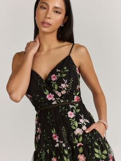 Floral Dress Midi, Embroidered Floral Dress, Black Floral Dress, Floral Gown, Floral Embroidered Dress, Midi Length Skirts, Dress Midi, Floral Dress Black, Floral Midi Dress