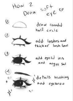 how to draw eyes with the eyeliners drawn on it and labeled in different ways