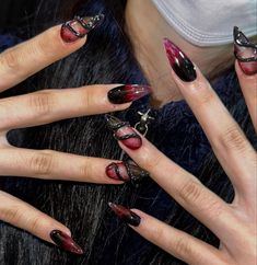 Gore Nails, Idol Nails, Horror Nails, Nail Techniques, Long Acrylic Nail Designs, Blue Acrylic Nails