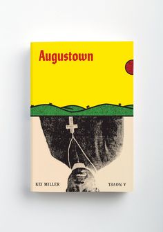 a yellow book cover with an image of a man's head and cross on it