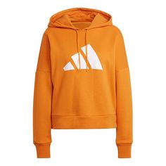 (WMNS) adidas FUTURE ICONS Hoodie 'Orange' H57341 Adidas Sweatshirt, Adidas Outfit, Adidas Hoodie, Adidas Sportswear, Adidas Online, Adidas Performance, Orange White, Casual Sweatshirt, Cotton Material