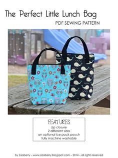 Have you been searching for that perfect lunch bag for yourself, your kids, or to give as a gift? Search no more, this is the PERFECT LITTLE LUNCH BAG. Pattern and Bag Features: -2 sizes for different lunch needs -zip closure -interior ice pack pocket -fully machine washable The finished bags can be made in 2 sizes: Small Lunch Bag 9.5 inches tall 5 inches deep 10 inches across the top Large Lunch Bag 11.5 inches tall 5 inches deep 9.5 inches across the top Lunch Bag Pattern, Quilters Bag, Lunch Bags Pattern, Small Lunch Bags, Large Lunch Bag, Nail Bags, Bento Bag, Kids Purse, Bento Bags