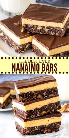 the best ever nanamio bars are made with chocolate and nutellate, then topped with peanut butter