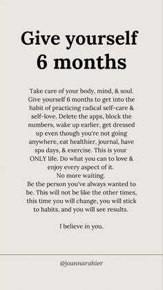 Self love, quotes, 6 months to change your life Monthly Challenges, Glow Up, Self Quotes, Start Today, Wise Quotes