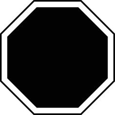 a black and white image of a stop sign that is in the shape of a octagon