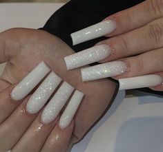 White Winter Nails, Long Square Nails, Purple Acrylic Nails, Colored Acrylic Nails, Basic Nails, Simple Acrylic Nails, Sparkle Nails