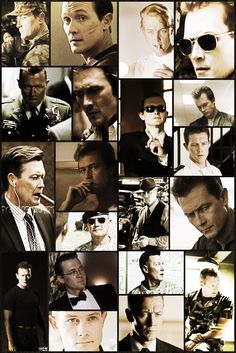 many different pictures of men in suits and ties, all with sunglasses on their faces