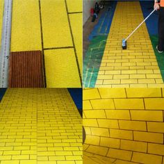 two images showing different stages of cleaning the floor