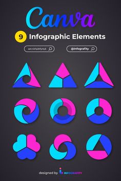 an info sheet with different shapes and colors for the design project canva infographic elements