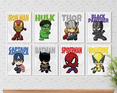 the avengers and spider - man posters are all in different colors, sizes and shapes