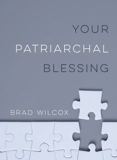 a puzzle piece with the words your patriarchal blessing written in white on it