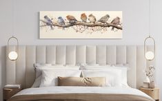 Enhance your farmhouse home with the serene beauty of our Panoramic Small Birds Perched On a Branch painting. This neutral watercolor print captures the delicate charm of birds in their natural habitat. The long horizontal canvas format adds a unique visual interest to any room. Whether you choose to frame it or leave it unframed, this high-quality print is ready to hang and instantly elevates the ambiance of your space. With its soothing and nature-inspired design, this panoramic artwork create Panoramic Wall Art, Bird Perch, Bird Wall Art, Farmhouse Homes, Nature Inspired Design, Visual Display, Bird Pictures, Small Birds, Habitat