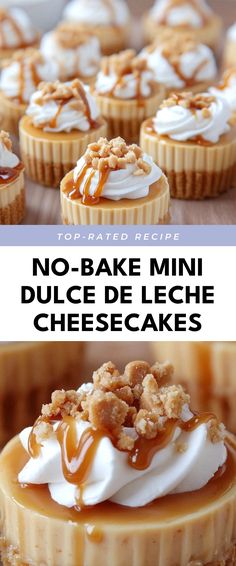 Image for No-Bake Mini Dulce de Leche Cheesecakes Sweet Treat, No Bake, Cheesecake, Sweet Treats, Dessert