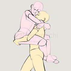 a drawing of two people hugging each other