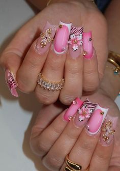 Kawaii Nails, Nails Pink, Pink Acrylic Nails