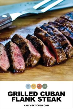 grilled cuban flank steak on a cutting board