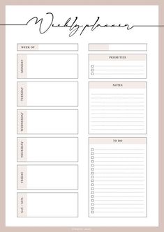 a printable meal planner with the words,'wildflowers'on it