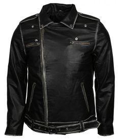 Buy Biker Men's Distressed Black Leather Jacket now! Distressed Leather Biker Jacket For Biker Events, Distressed Biker Leather Jacket For Winter, Rugged Black Biker Jacket For Biker Events, Black Rugged Biker Jacket For Biker Events, Black Rugged Biker Jacket For Events, Black Distressed Biker Jacket For Fall, Distressed Fitted Biker Jacket For Events, Black Distressed Biker Outerwear, Distressed Moto Leather Jacket For Biker Events