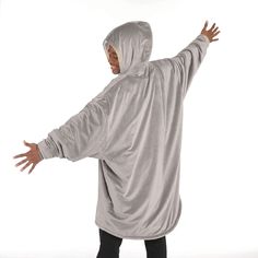 Stay warm and cozy wherever you are with this oversized wearable blanket. The Comfy features a buttery-soft, gray microfiber outside with a cozy white Sherpa lining inside. 2 Brothers, Play Video Games, Grey Exterior, Oversize Sleeves, The Comfy, Blanket Sweater, Comfort Blanket, Gray Blanket, Wearable Blanket