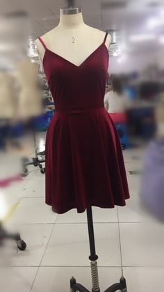 Burgundy Short Straps Homecoming Dress, Velvet Party Dress, Wedding Party Dress Dark Red Party Dress, Burgundy Short Dress, Velvet Homecoming Dress, Party Dress Wedding, Dress Wedding Party, Velvet Party Dress, Prom Dresses 2016, Dress Display, Burgundy Shorts