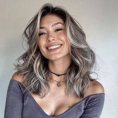 magnific emfMlSxdooXpF6HLzYmF Sultry Smokey Quartz Hair Color How To Blend Gray Hair With Highlights, Gray Blending Hair Highlights, Smokey Hair Color, Smokey Grey Hair, Smokey Blonde Hair, Smokey Brunette, Smokey Hair, Trending Hair Colors, Grey Blending