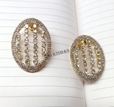 Brand- Jai Kishan Jewellers Item- Solid 925 Sterling Silver Polki Pave Diamond Earring Diamond- Pave and Polki Diamond Earring color- Gold and White Type- Earring Manufacturing- India Information We are manufacturing all kinds of jewelry. If you have any queries please contact us. We are Happy To Help You. Oval Diamond Earrings Hand Set, Oval Diamond Earrings For Wedding, Oval Diamond Earrings For Wedding With Elegant Design, Traditional Earrings With Sparkling Stones For Formal Occasions, Hallmarked American Diamond Round Earrings, Traditional Diamond Earrings With Sparkling Stones, Traditional Oval Diamond Earrings, Hand-set Oval Earrings For Anniversary, Oval Pierced Earrings For Wedding