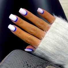 24 White & Blue Short Square Press On Fake Nails Kit Nails Yellow, Milky Nails, Nagel Tips, Nail Type, Her Nails, Nail Swag, Lace Up Wedges, False Nail