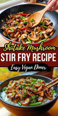 stir fry with mushrooms and vegetables in a skillet