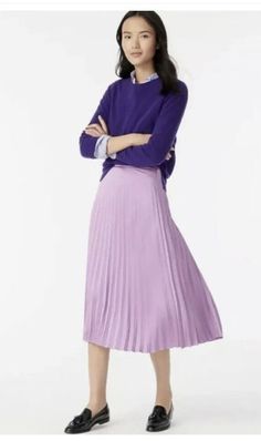 J.Crew Pleated midi skirt purple, size 2 | eBay Elegant Purple Maxi Skirt, Casual Purple Midi Skirt, Casual Purple Pleated Lined Skirt, Casual Purple Flared Maxi Skirt, Fall Midi-length Pleated Skirt, Purple Pleated Flared Skirt, Purple Long Skirt For Spring, Elegant Full Skirt In Purple, Elegant Purple Pleated Maxi Skirt