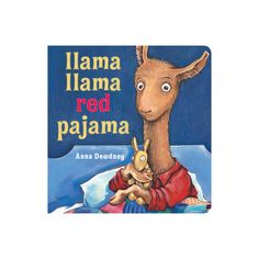 a children's book with an image of a llama holding a stuffed animal