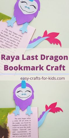 the bookmark is made out of paper and has an image of a dragon on it