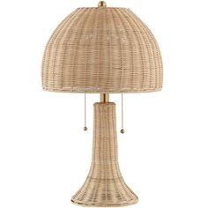 a wicker lamp on a white background