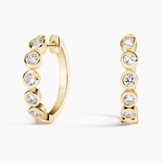 Lab Diamond Bezel Hoop Earrings Brilliant Earth, Bezel Diamond, Lab Diamonds, Bezel Setting, Lab, Hoop Earrings, Diamonds, Yellow Gold, Yellow