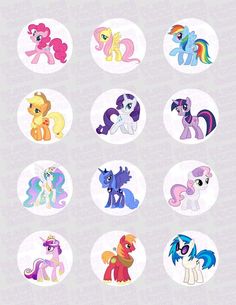 many different types of pony stickers on a white background with the words, my little pony