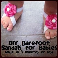 a pair of barefoot sandals for babies made in 5 minutes or less with flowers on them