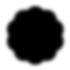 an abstract black and white background with halftone dots in the center, forming a circular shape