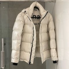 Color: Birch Size: 3xs Gently Wear As Seen On Emily Ratajkowski The Super Puff, Aritzia Jacket, Super Puff, Emily Ratajkowski, Down Jacket, Puffer, Color White, Jackets For Women, Jackets & Coats