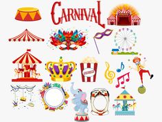 an image of carnival clipart set on white background for use in web design and printing