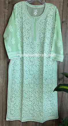 Soft cotton hand embroidered Kurta in a pretty sage green color ! Paired with soft cotton lined pants in white. Sold separately. Kurta Length:46 inches Liner included Kurta Cotton, Sage Green Color, Lined Pants, Dublin, Sage Green, Green Color, Color Matching, Green Colors, Hand Embroidered