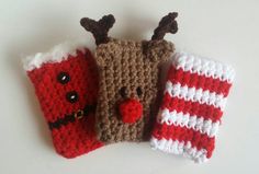 Crochet Christmas Gift Card Holders 3 Pack Crochet Christmas Gift Card Holders, Crochet Cozies, Crochet Mug Cozy, Loom Crochet, Cup Cozies, Crocheted Christmas, Christmas Gift Card Holders, Crochet Christmas Gifts, Gift Card Holders