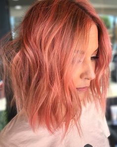 Peach Hair Short, Short Peach Hair, Peach Highlights Hair, Pink Hair Color Highlights, Warm Pink Hair, Peach Highlights, 2013 Hairstyles, Blorange Hair