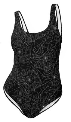 Weave dark summer style with Goth Cloth Co.'s Gothic Web One-Piece Swimsuit. Featuring a chilling black and white spider web pattern, this swimsuit offers gothic elegance and webbed allure, making it perfect for beach and poolside escapades. Key Features: Chlorine-resistant fabric: Made from 82% polyester and 18% spandex for durability. Cheeky fit: With a scoop neckline and low scoop back for a flattering look. Zig-zag stitching: For added style and longevity. Double-layer front: Providing suppo