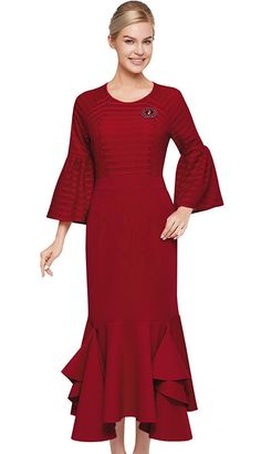 Introducing the Nina Nischelle 3615-RED Ladies Church Dress, a beautifully designed garment that fuses style, elegance, and comfort, creating the perfect ensemble for special occasions and spiritual gatherings. This exquisite red dress is a quintessential piece for the modern woman who appreciates classic sophistication coupled with contemporary fashion sensibilities. The garment presents a form-fitting silhouette that accentuates the natural curves of the wearer, crafted with meticulous attenti Mens Dress Coats, White Church Hats, First Lady Church Suits, Church Skirts, Church Dresses For Women, Designer Shawl, Afrocentric Fashion, Women Church Suits, Queen Dresses