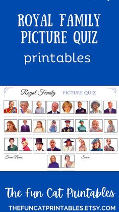 the royal family picture quiz printables for kids and adults with pictures on them