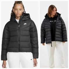 Brand New With Tags Attached Size : Women's Plus Size 1x Color : Black Msrp : $180.00 Nike Puffer Down Jacket Women’s 1x Therma-Fit Hooded Please See All Attached Pictures For Any Additional Details Nike Puffer Jacket, Nike Coat, Nike Puffer, White Puffer Jacket, Nike Air Women, Nike Sportswear Women, White Puffer, Long Puffer Coat, Puffer Jacket Women