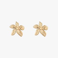 Beautifully hand-carved flowers made with 14K gold. Add some warmth and whimsy to your looks with these light-weight statement studs. Available in silver and gold. MATERIALS 14K Gold plating Stainless Steel 100% Handmade with care 100% Nickel Free SIZE Length: 19.5mm Gold Petal Flower Earrings For Gifts, Gold Flower Earrings, Nature-inspired, Gold Petal Earrings, Nature-inspired Gold Flower Earrings, Nature-inspired Gold Flower Earrings With Charm, Gold Petal Earrings For Gift, Nature-inspired Gold Earrings With Flower Charm, Gold Nature-inspired Earrings With Flower Charm, Delicate Gold Petal Flower Earrings