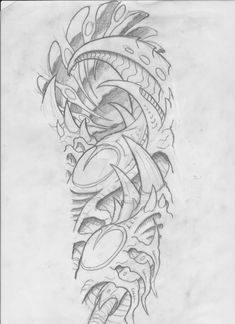 a pencil drawing of an abstract tattoo design on the back of a woman's arm